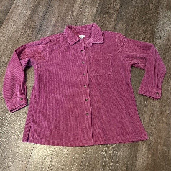L.L. Bean Corduroy Shirt Jacket Shacket Pink Womens Large Cozy Cottage Core - Picture 3 of 5